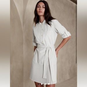 PLEATED-HEM MINI SHIRTDRESS